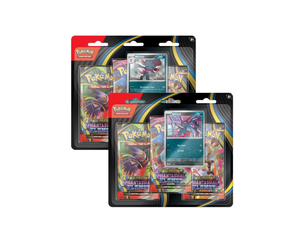 Zestaw: 2x Pokémon TCG: Mega Evolution - Phantasmal Flames - 3-Pack Blister - Weavile/Sneasel