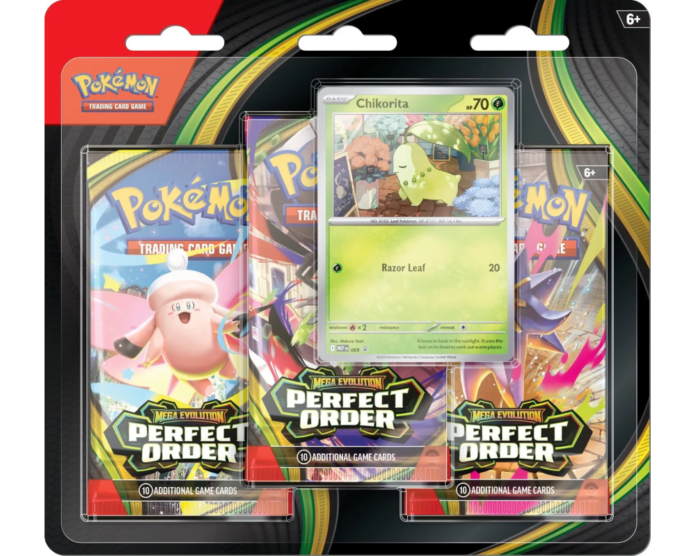 Pokémon TCG: Perfect Order - 3-pack Checklane Blister Chikorita