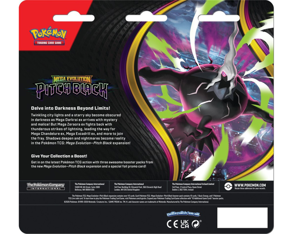 Pokémon TCG: Mega Evolution - Pitch Black - 3-Pack Blister